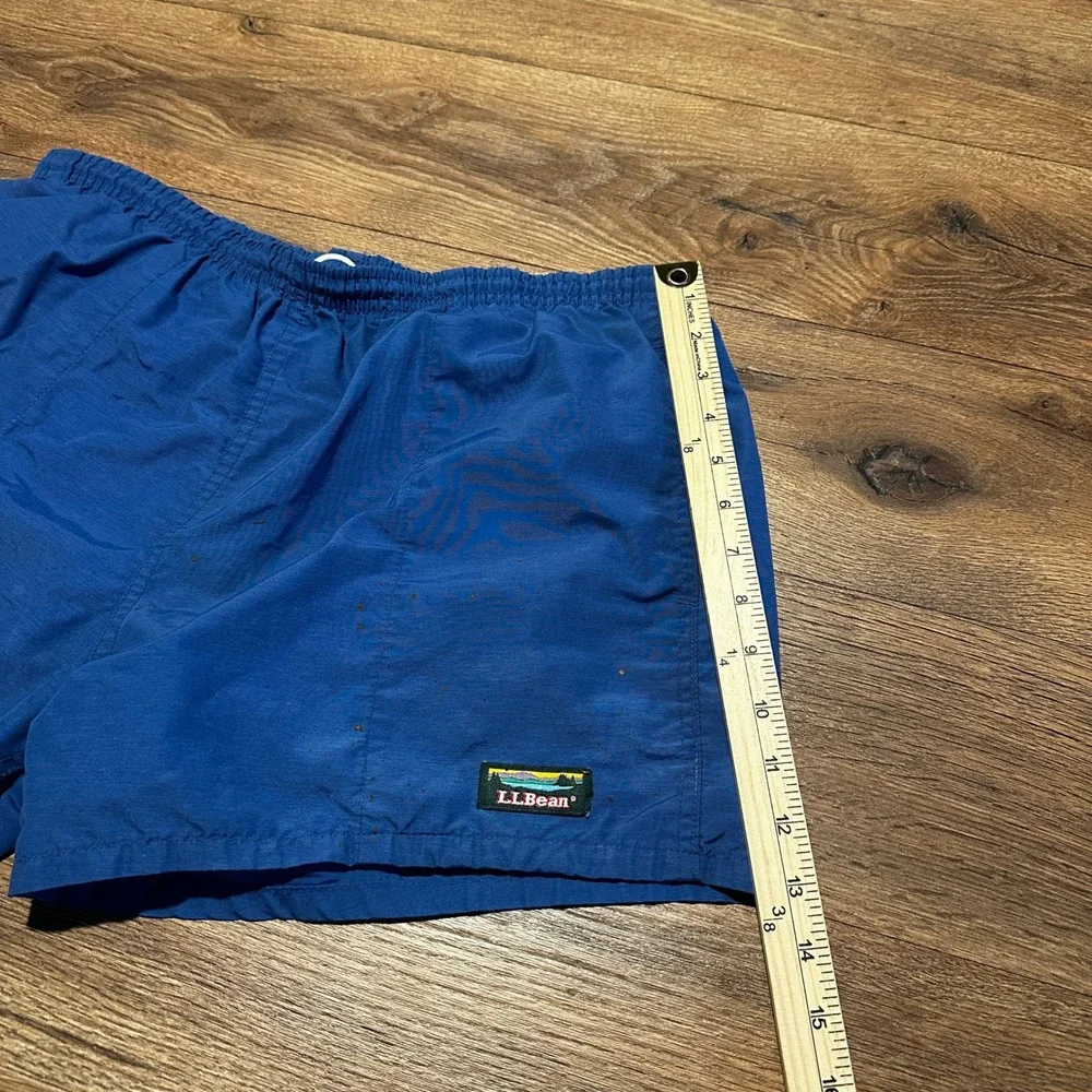 Vintage LL Bean Blue Nylon Swim Trunks Shorts Mens Medium Large ML Q183